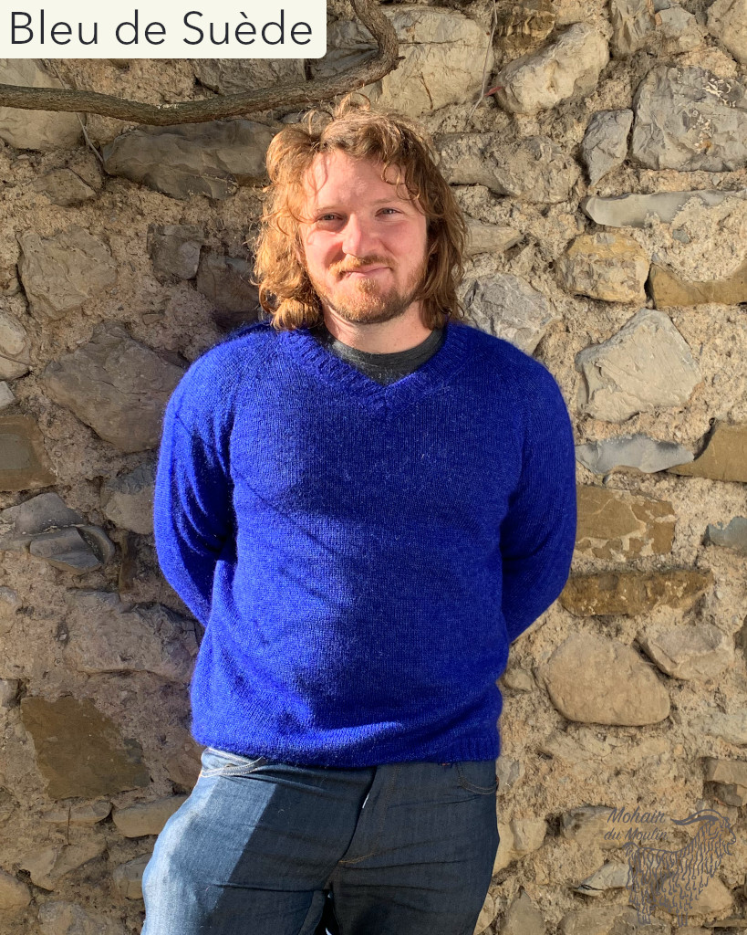 Pull homme col V en mohair