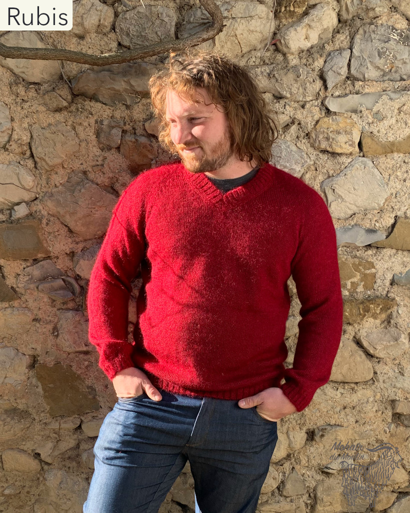Pull homme col V en mohair – Image 4