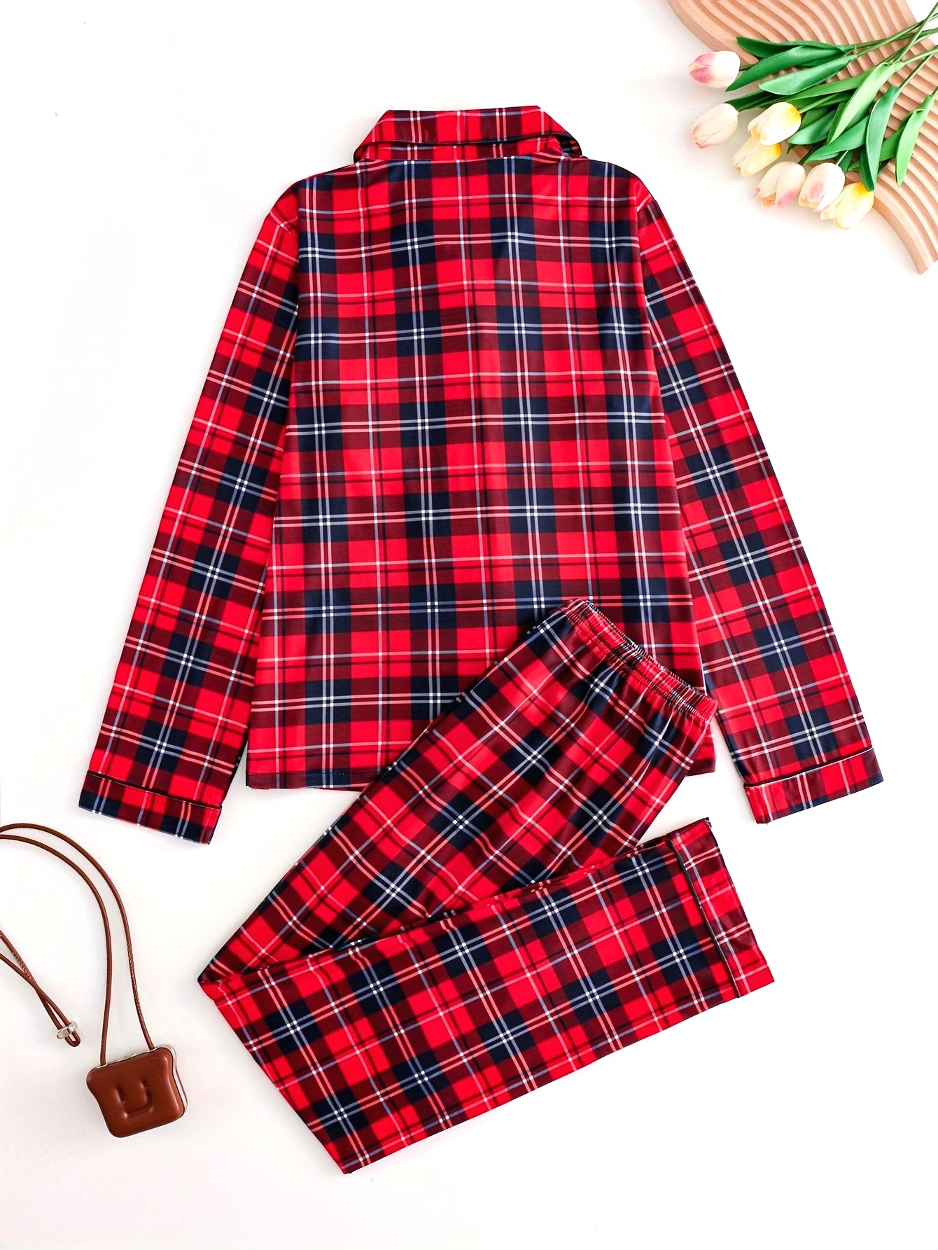 Chemise En Flanelle Rouge Femme Pyjama – Image 2