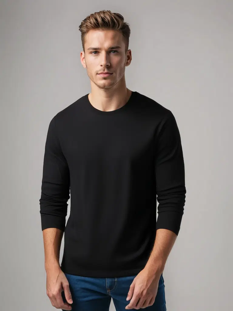 T-Shirt technique laine mérinos manches longues homme col O interlock 200 – Image 4
